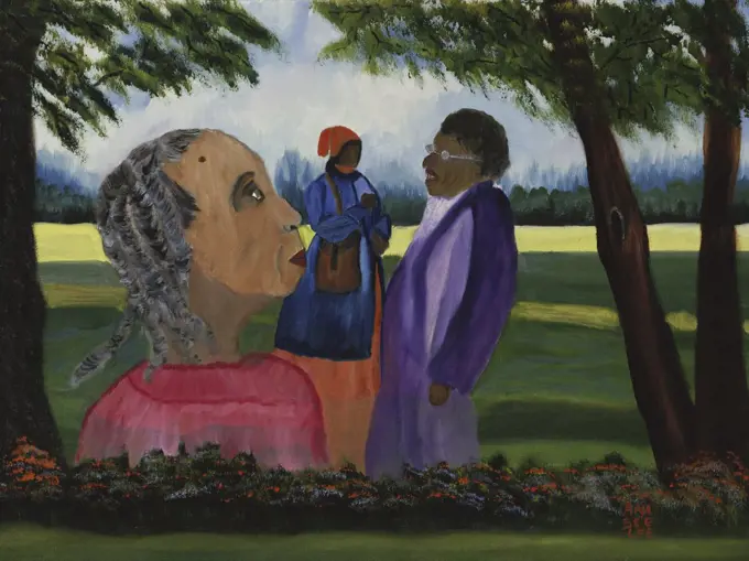 Three Freedom Fighters: Sojourner Truth, Harriet Tubman, Rosa Parks 1992 Anna Belle Lee Washington (1924-2000/American) Oil on Canvas