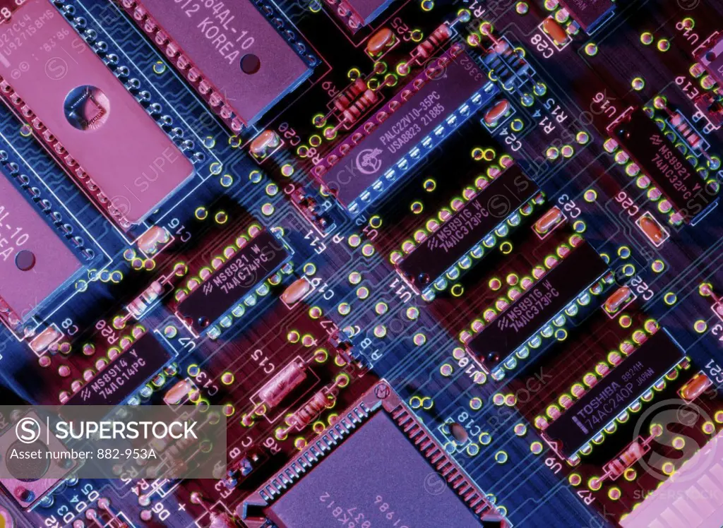 Close-up of a microcontroller development system