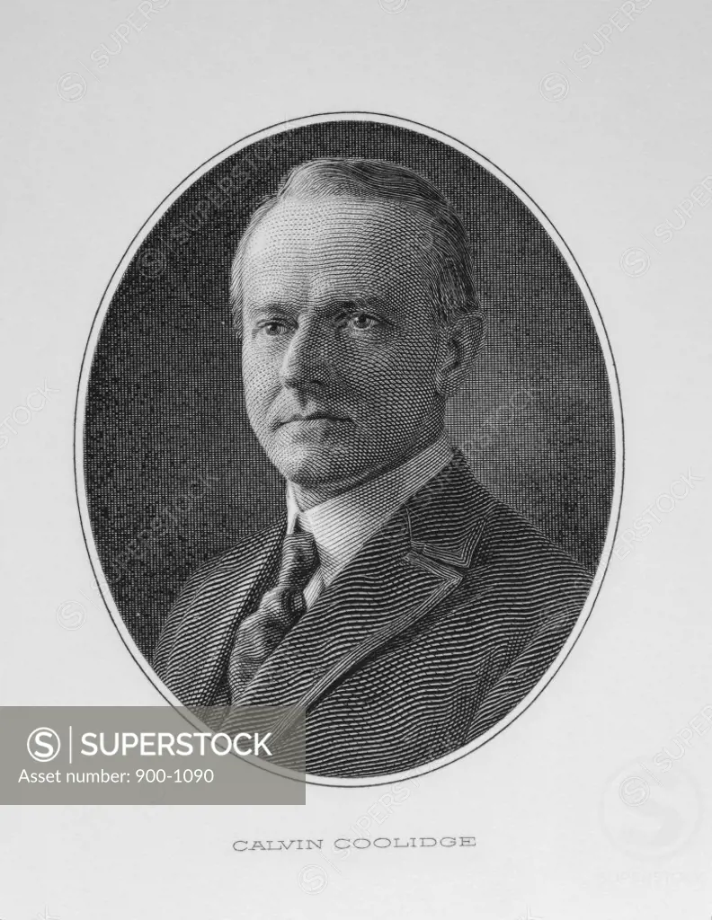 Calvin Coolidge  (1872-1933)  30th President of the United States   Engraving