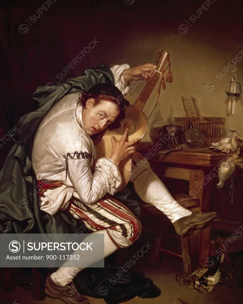 The Guitarist by Jean Baptiste Greuze, (1725-1805), France, Nantes, Musee des Beaux-Arts