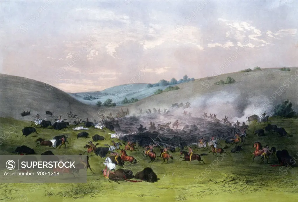 The Buffalo Hunt, Currier and Ives, 1857-1907, U.S.A., Washington, D.C., Library of Congress