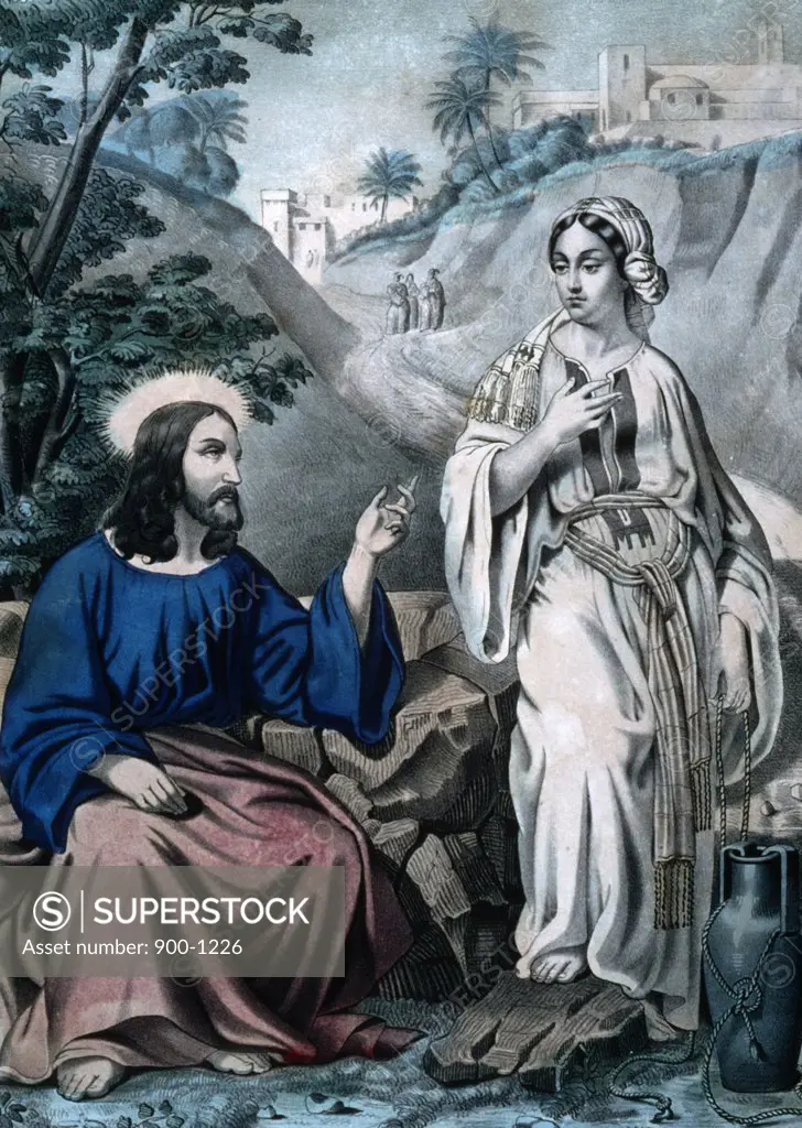 Christ and the Woman of Samaria at Jacob's Well, Currier and Ives, color lithograph, 1857-1907, Washington, D.C., Library of Congress