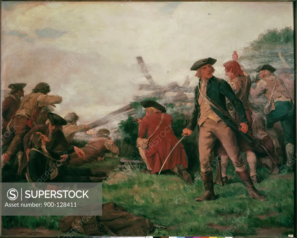 Bunker Hill (Fight At Rail Fence) by John Ward Dunsmore, 1775, 1856-1945