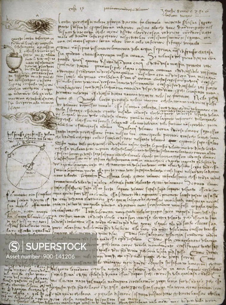Codex Leicester, Cosmology by Leonardo da Vinci, (1452-1519) USA, California, Los Angeles, Armand Hammer Foundation