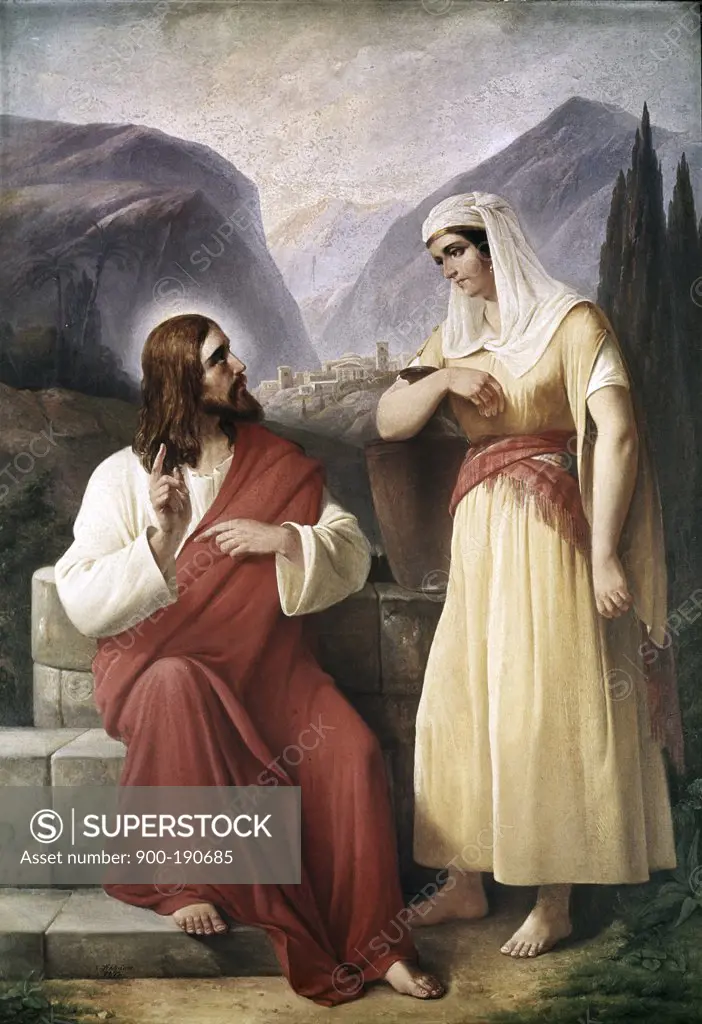 Christ and the Samaritan Woman at the Well Christian Schleisner (1810-1882) Valgmenigheds Church, Denmark