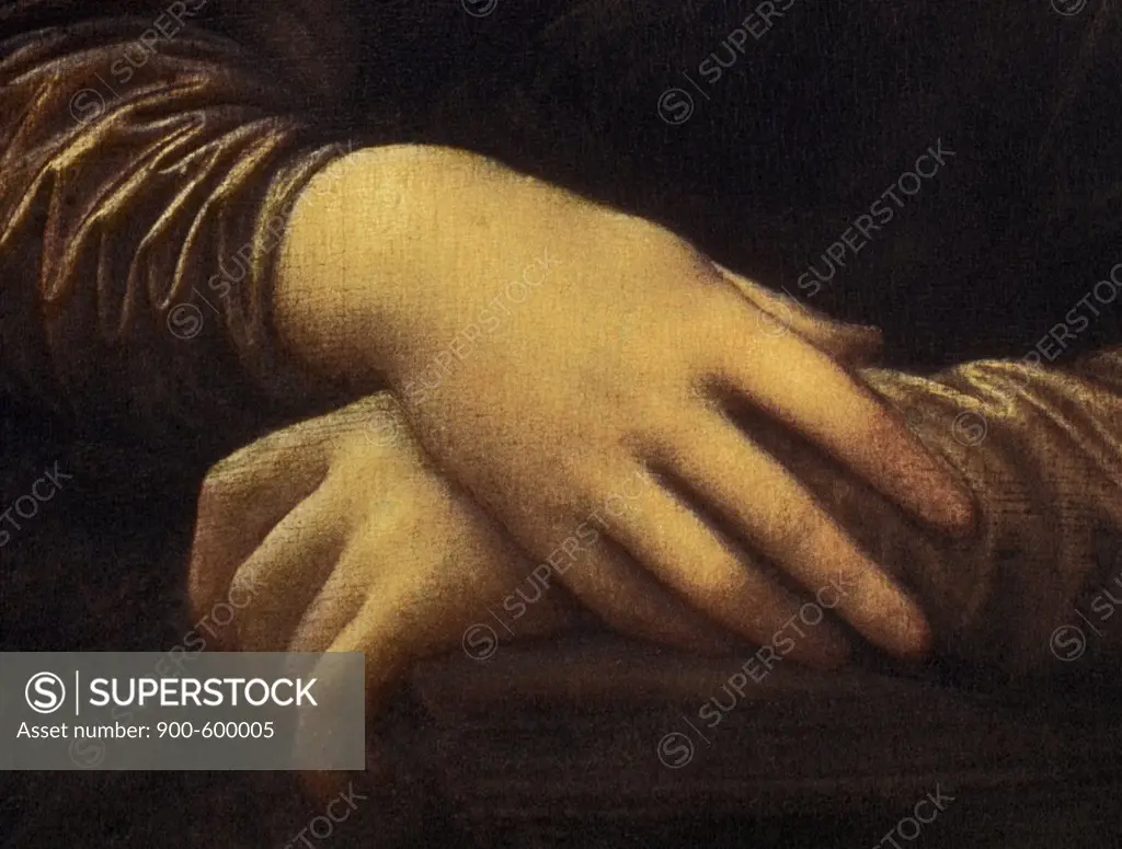 Mona Lisa - Detail Of Hands Ca.1503-06 Leonardo da Vinci (1452-1519 Italian) Oil On Wood Panel Musee du Louvre, Paris, France