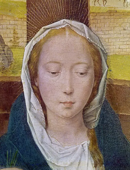 The Adoration - Detail (Babera Virgin) by Hans Memling, (1433-1494)