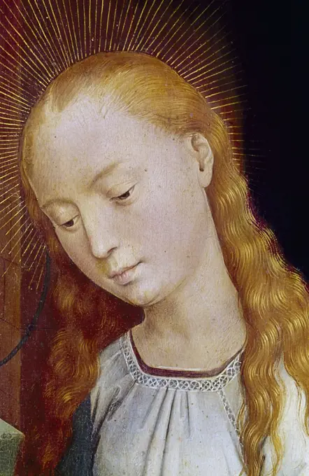 The Nativity (Detail of Madonna) by Hans Memling, (C.1433-1494 )