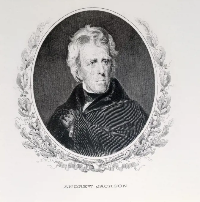 Andrew Jackson, seventh President of United States, engraving, American History