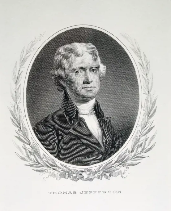 Thomas Jefferson, third President of United States, engraving, (1743-1826)