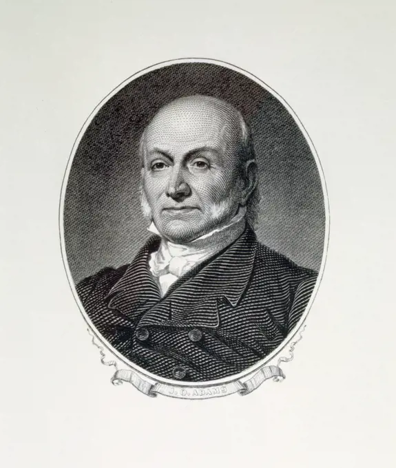 John Quincy Adams, sixth President of United States, engraving, (1767-1848)