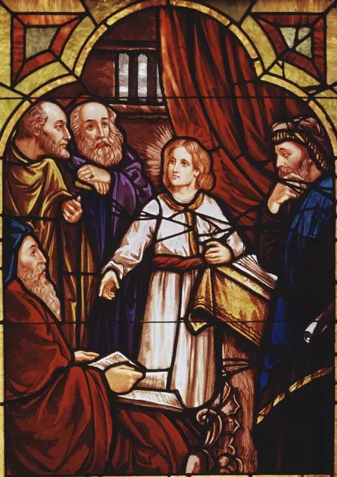 Jesus Among The Doctors Stained Glass