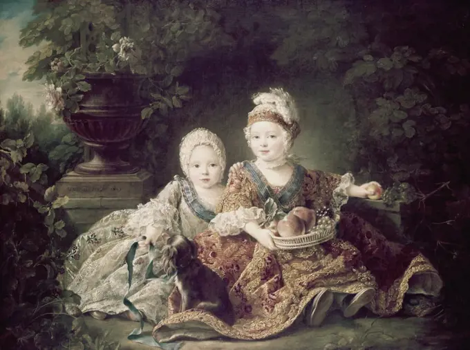 Duc De Berry & Count De Provence As Children  Drouais, Francois Hubert(1727-1775 French) Oil On Canvas