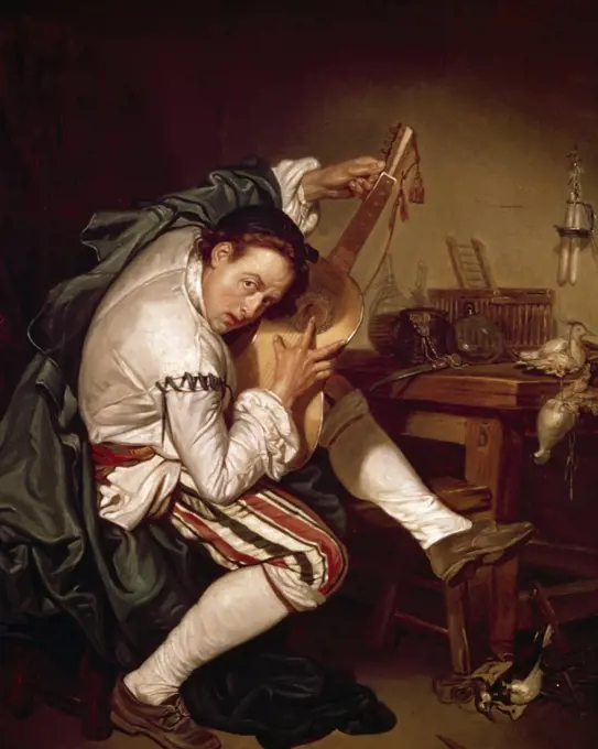 The Guitarist by Jean Baptiste Greuze, (1725-1805), France, Nantes, Musee des Beaux-Arts