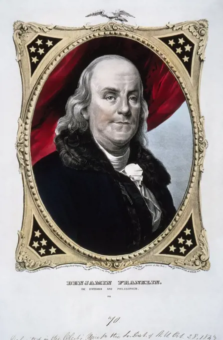 Benjamin Franklin 1847 Currier & Ives (Active 1857-1907/American) Color Lithograph Library of Congress, Washington, D.C., USA