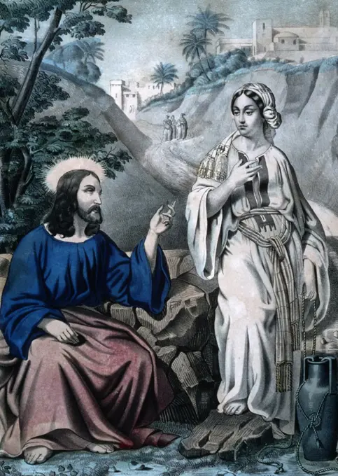 Christ and the Woman of Samaria at Jacob's Well, Currier and Ives, color lithograph, 1857-1907, Washington, D.C., Library of Congress