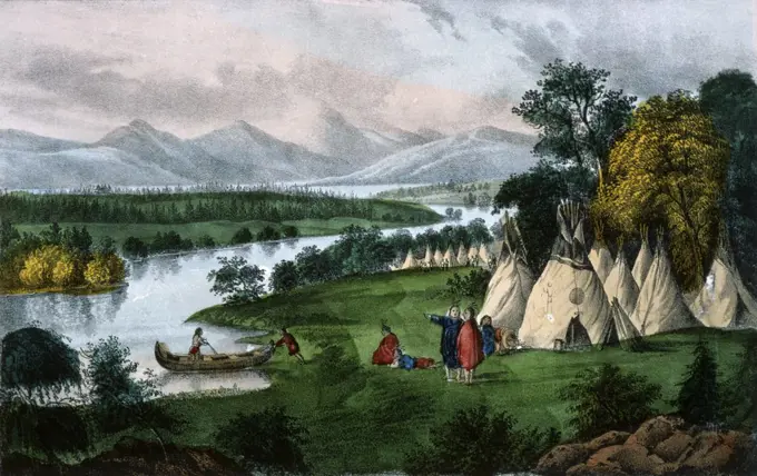 Scenery of The Upper Mississippi An Indian Village Currier & Ives, Nath. & James A. 1857-1907  American Library of Congress Washington, DC 