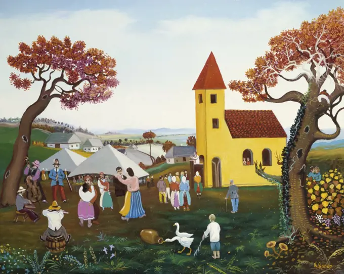 Dancing Outside the Church Konstantin Rodko (1908-1995 Russian)