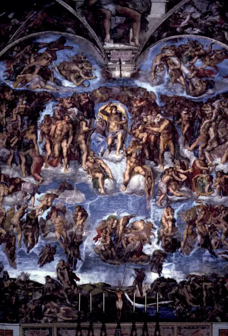 The Last Judgment, fresco by Michelangelo Buonarroti 1475-1564, Italy, Vatican City, Sistine Chapel, Circa 1536-41