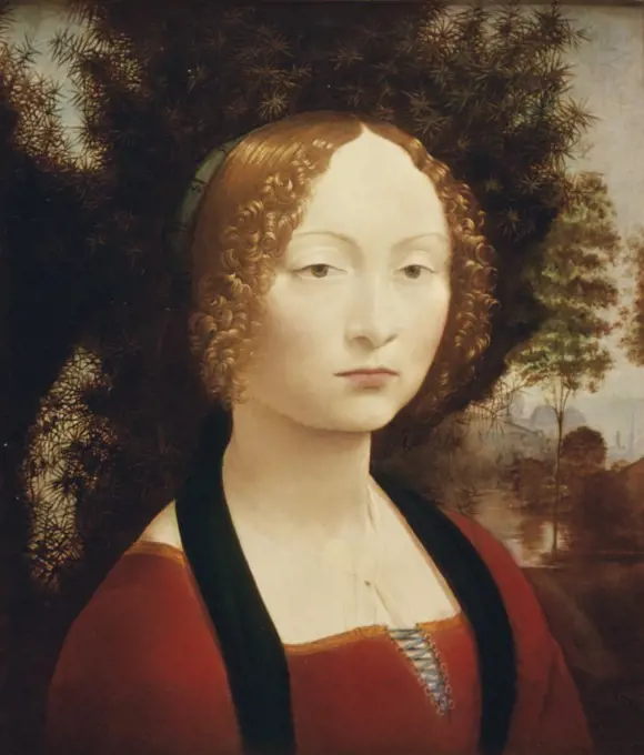 Ginevra de'Benci  ca. 1474 Leonardo da Vinci (1452-1519/Italian)  Oil on wood panel  National Gallery of Art, Washington, D.C. 