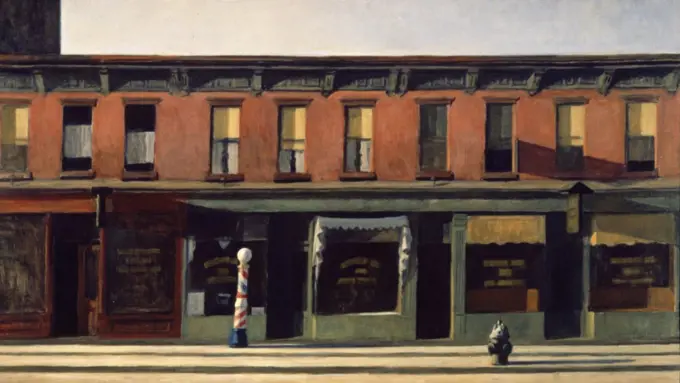 Early Sunday Morning by Edward Hopper, oil on canvas, 1930, 1882-1967, USA, New York City, Whitney Museum of American Art.