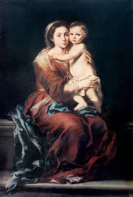 Madonna & the Rosary #1 Bartolome Esteban Murillo (1617-1682/Spanish)