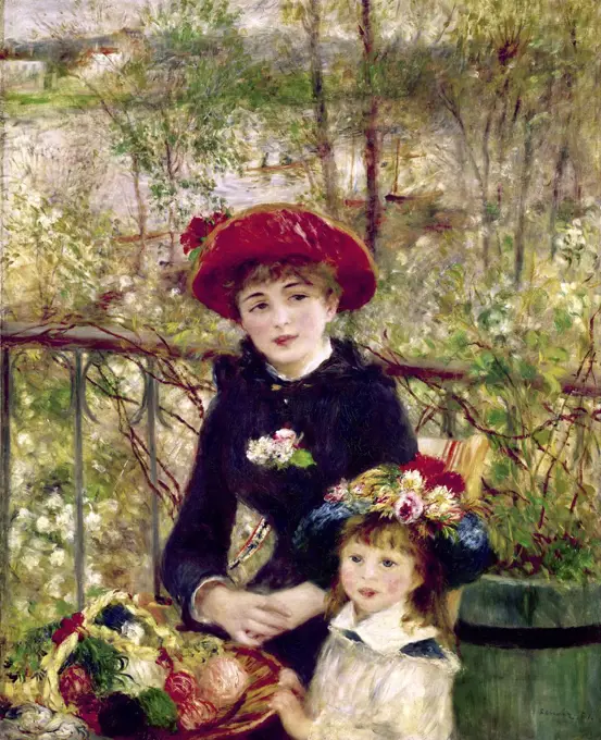 Two Sisters (On the Terrace) 1881 Pierre Auguste Renoir (1841-1919 French) Oil on canvas Art Institute of Chicage, Illinois, USA