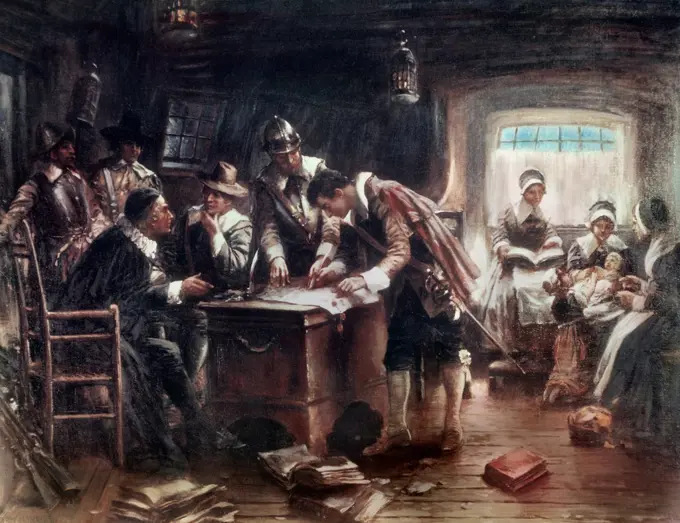 Signing of the Mayflower Compact Edward Percy Moran (1862-1935 American)