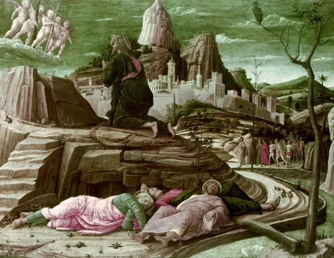 Agony in the Garden, C.1460, Mantegna, Andrea (1431-1506/Italian), OIL ON WOOD PANEL, National Gallery, London, England