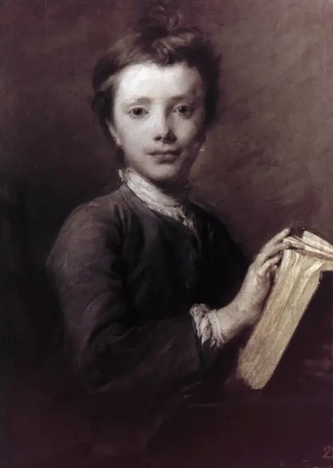 Portrait of Boy with a Book by Jean-Baptiste Perronneau, 1740s, 1715-1783, Russia, Saint Petersburg, Hermirage Museum