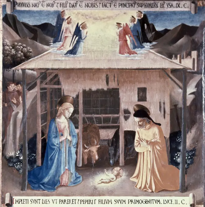 The Nativity 1438-1445 Fra Angelico (ca.1395-1455 Italian) Fresco Museo di San Marco, Florence, Italy