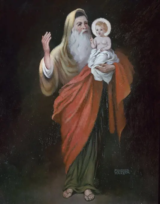 St Joseph with the Christ Child by Florence Kroger, 20th century art