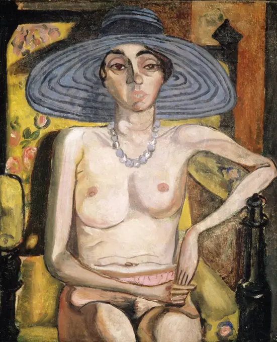 Rhoda Meyers With Blue Hat by Alice Neel, oil on canvas, 1922, 1900-1984, Private Collection