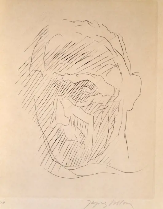 Portrait of a Man by Jacques Villon,  drawing,  (1875-1963 )