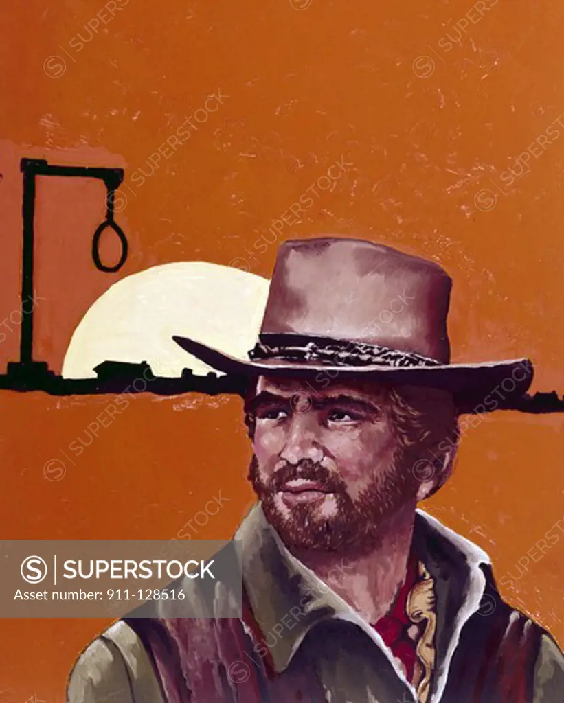 Cowboy with noose in the background