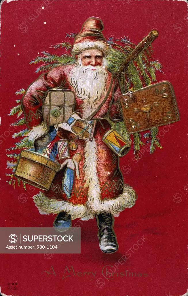 Santa With Gifts Nostalgia cards 