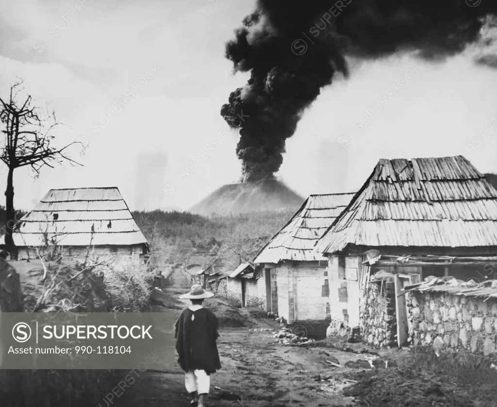 Smoke erupting from a volcano, Paricutin, San Juan, Michoacan, Mexico, 1943