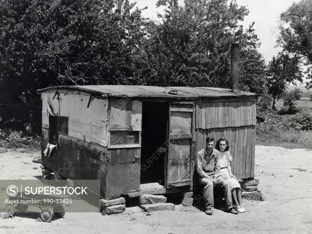 WPA Worker and Wife Webber Falls  Oklahoma USA June 1939 Photographed by Russell Lee for the Farm Security Administration