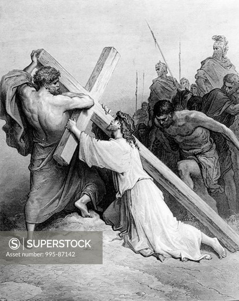 Christ Bearing the Cross by Gustave Dore, 1832-1883 - SuperStock