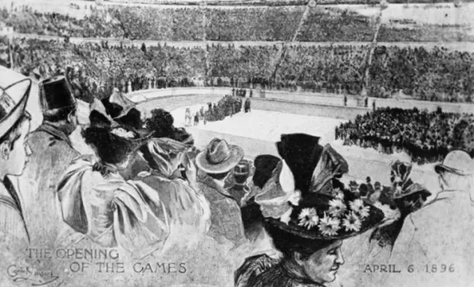 The Opening of the First Revival of the Olympic Games, Athens - April 6, 1896 Artist Unknown 